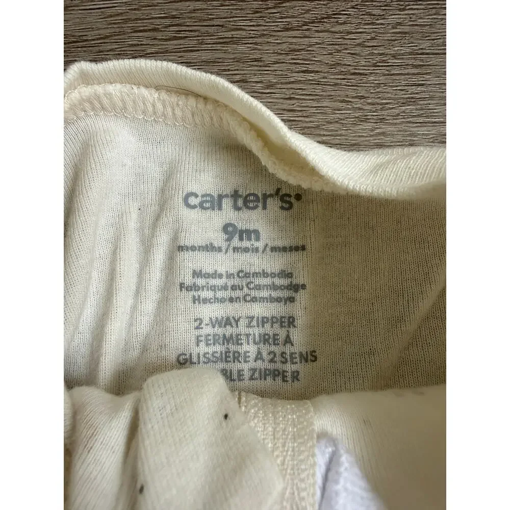 Carter's Baby Chick Print Zip Footed Sleeper Organic Cotton 9M Neutral Pajamas